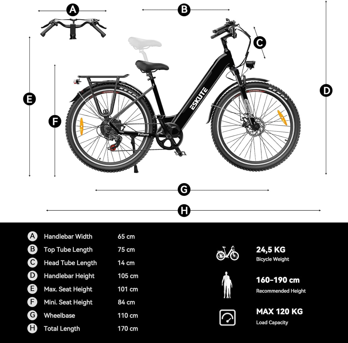 ESKUTE 26/28Inch Polluno Plus Electric Mountain Bike