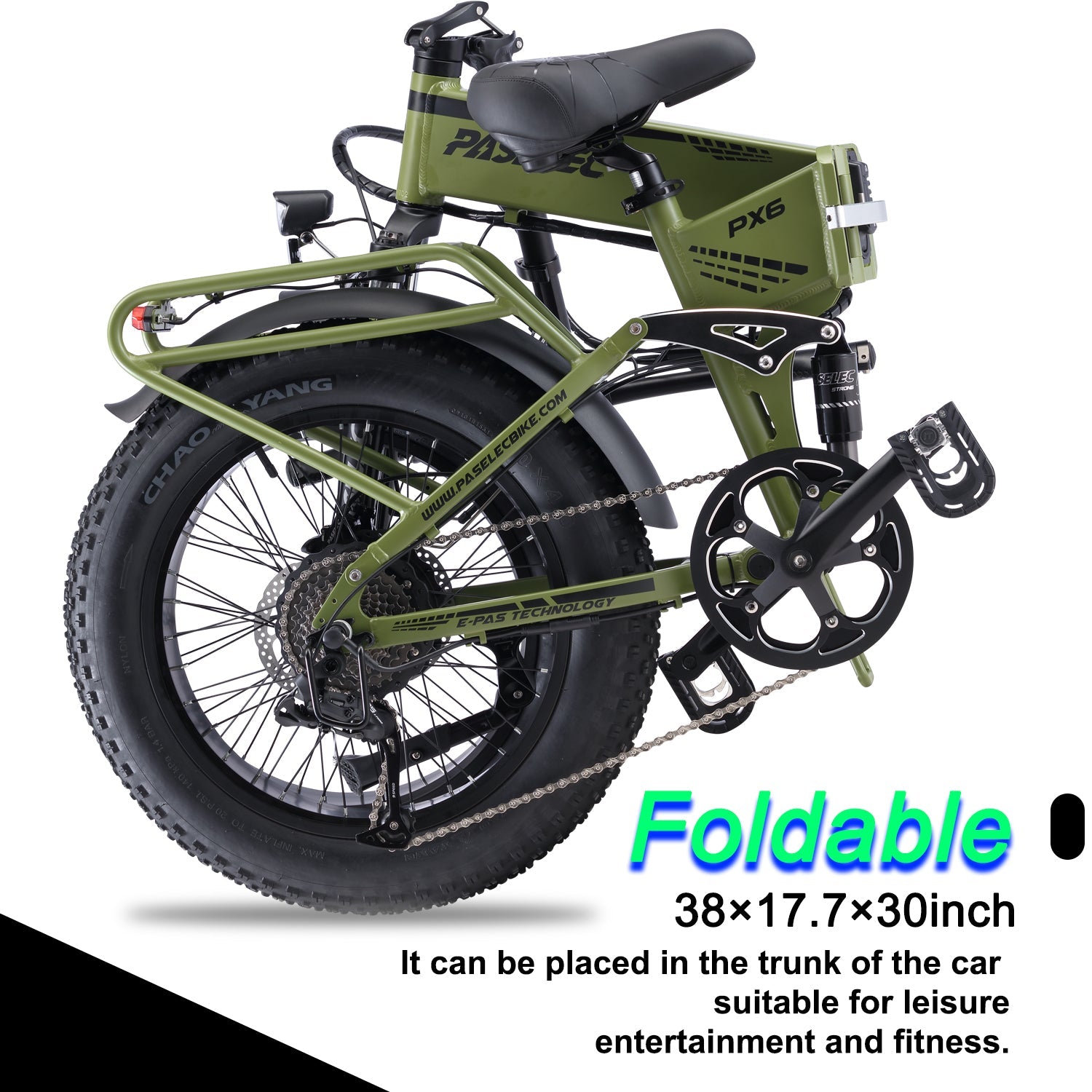 Paselec PX6 Foldable Electric Bike with 750W Motor Shimano 7 Gears 12Ah Removable Battery